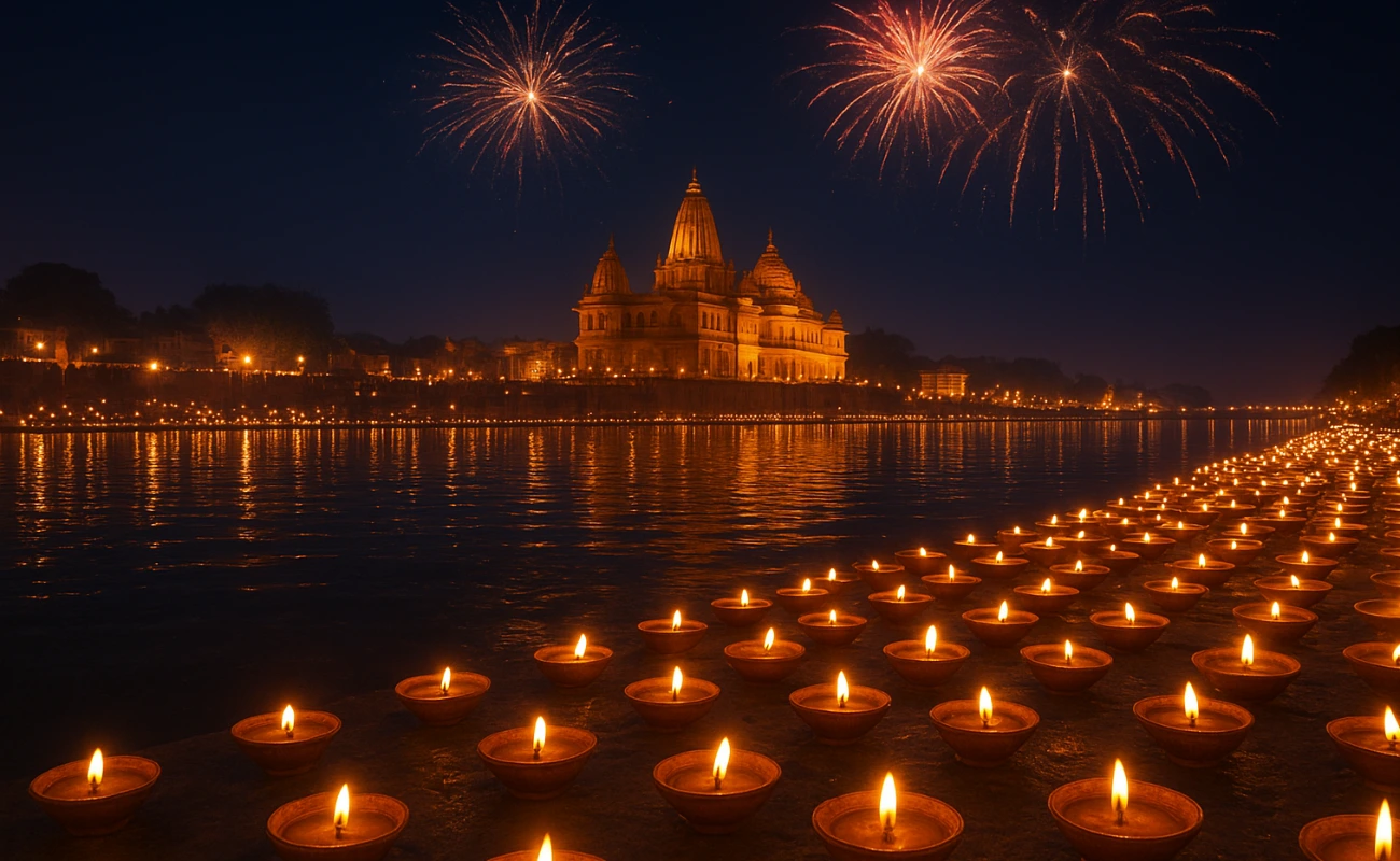 दीपावली 2025 में घरों में जलते दीपक और लक्ष्मी-गणेश पूजा